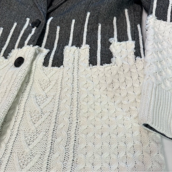 Two Tone Micro Herringbone Cable Knit Jacket Oversized Medium Margiela esque - Picture 5 of 7